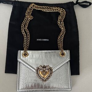 Devotion Mini Bag Dolce & Gabbana Silver Crocodile Effect Limited Edition